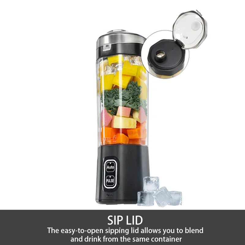 Ultimate Portable Electric Juice Maker - 700ML USB Rechargeable Fruit Blender with 6 Stainless Steel Blades for Smoothies and Shakes