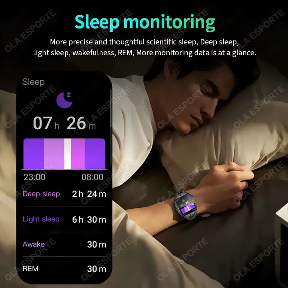 Men's Smart Watch with Bluetooth Calling, Flashlight & Fitness Tracking, 1.81" HD Touchscreen, 3ATM Water Resistant, Compatible with Android & iOS