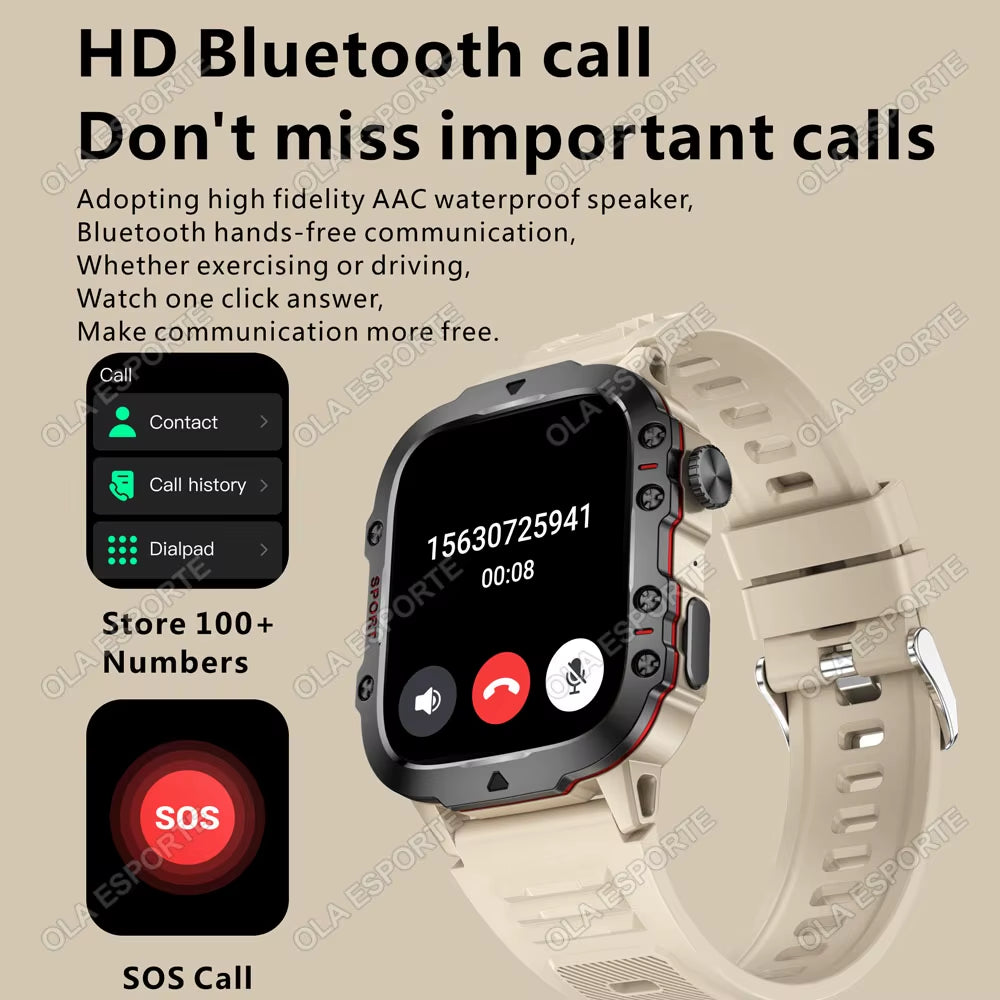 Men's Smart Watch with Bluetooth Calling, Flashlight & Fitness Tracking, 1.81" HD Touchscreen, 3ATM Water Resistant, Compatible with Android & iOS