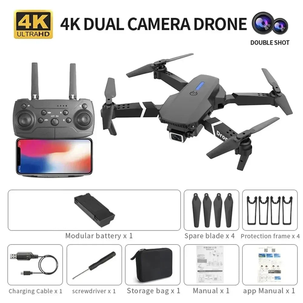 E88 Foldable WiFi FPV Drone with HD Camera, Altitude Hold & One-Key Return
