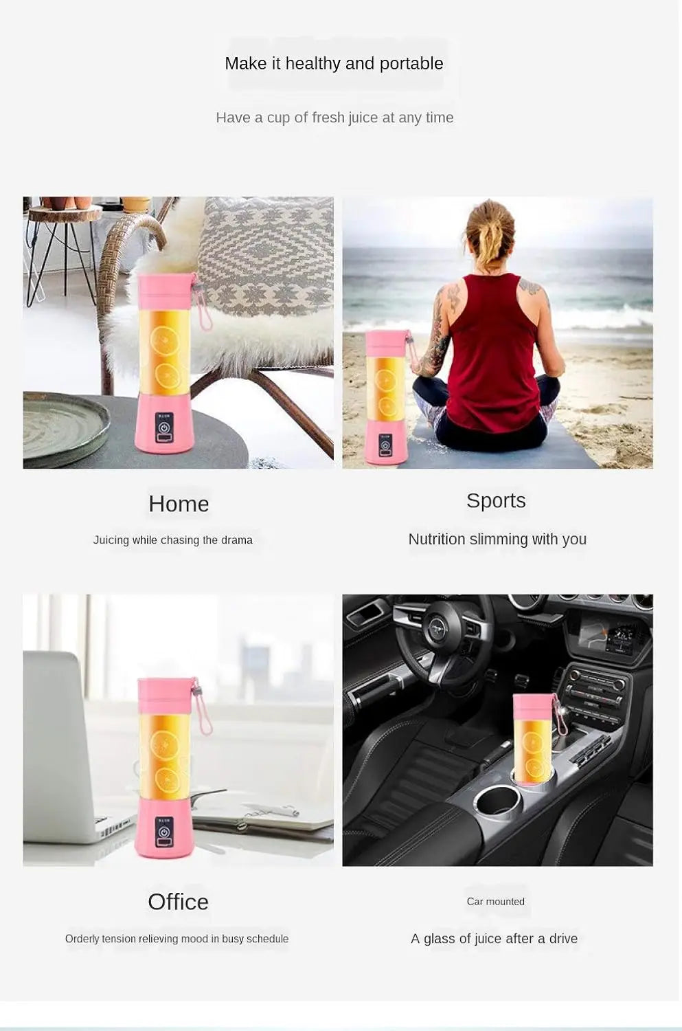 Portable Mini Electric Juicer USB Rechargeable Smoothie Maker Blender Automatic Fruit Juice Extractor for Orange Lemon Milkshake Kitchen Gadget