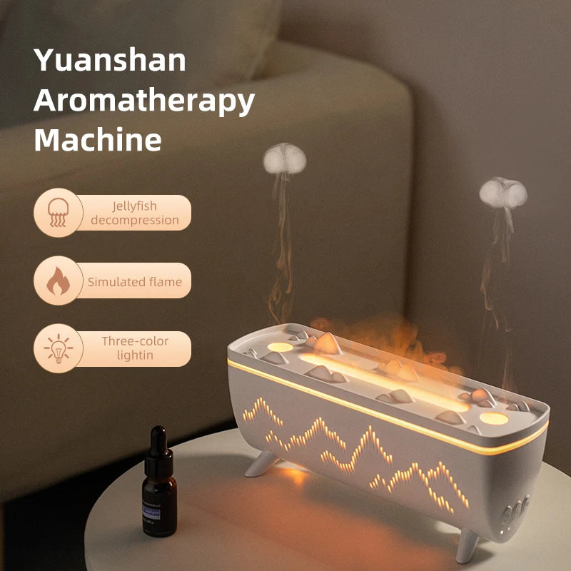 Flame Effect Dual Nozzle Aroma Diffuser & Humidifier - Jellyfish Mist Essential Oil Diffuser for Home, Office, and Bedroom