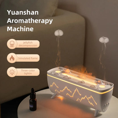 Flame Effect Dual Nozzle Aroma Diffuser & Humidifier - Jellyfish Mist Essential Oil Diffuser for Home, Office, and Bedroom