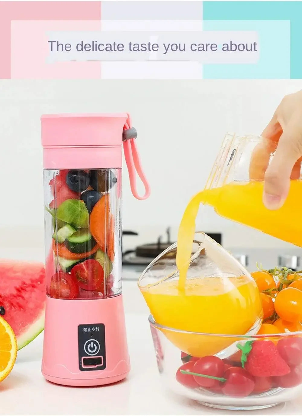 Portable Mini Electric Juicer USB Rechargeable Smoothie Maker Blender Automatic Fruit Juice Extractor for Orange Lemon Milkshake Kitchen Gadget