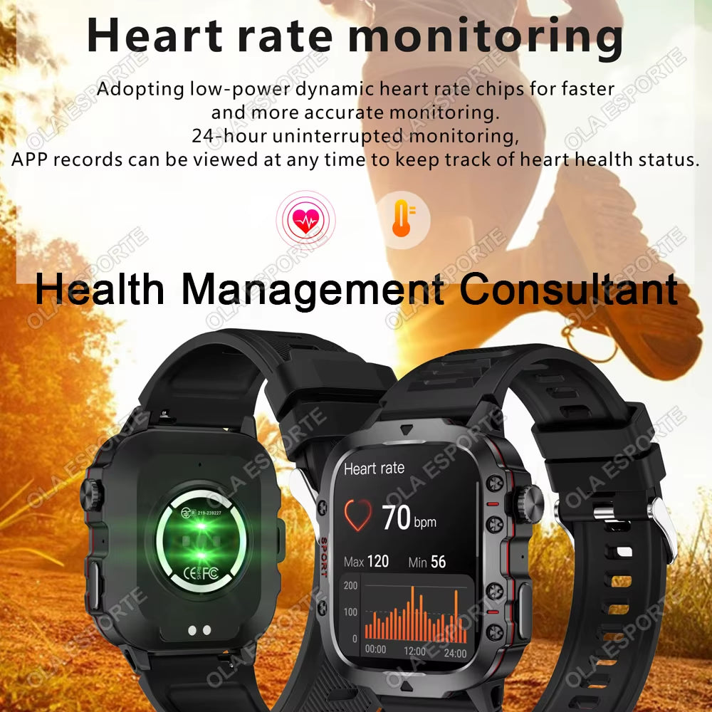Men's Smart Watch with Bluetooth Calling, Flashlight & Fitness Tracking, 1.81" HD Touchscreen, 3ATM Water Resistant, Compatible with Android & iOS