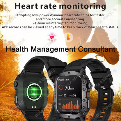 Men's Smart Watch with Bluetooth Calling, Flashlight & Fitness Tracking, 1.81" HD Touchscreen, 3ATM Water Resistant, Compatible with Android & iOS