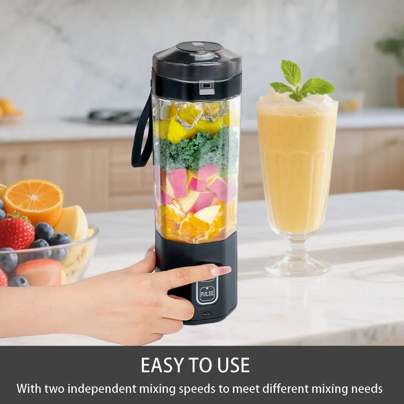 Ultimate Portable Electric Juice Maker - 700ML USB Rechargeable Fruit Blender with 6 Stainless Steel Blades for Smoothies and Shakes