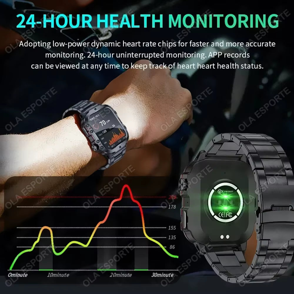Men's Smart Watch with Bluetooth Calling, Flashlight & Fitness Tracking, 1.81" HD Touchscreen, 3ATM Water Resistant, Compatible with Android & iOS