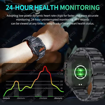Men's Smart Watch with Bluetooth Calling, Flashlight & Fitness Tracking, 1.81" HD Touchscreen, 3ATM Water Resistant, Compatible with Android & iOS
