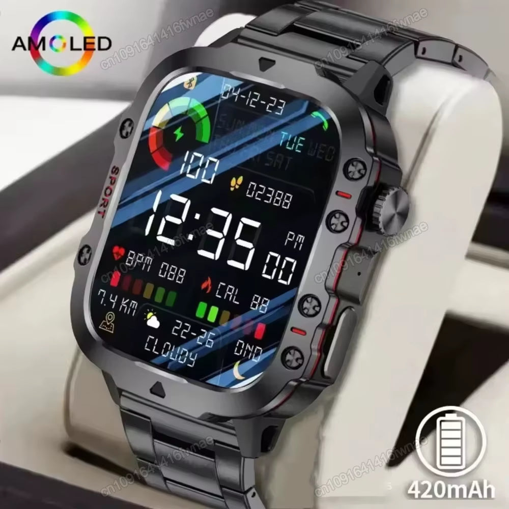 Men's Smart Watch with Bluetooth Calling, Flashlight & Fitness Tracking, 1.81" HD Touchscreen, 3ATM Water Resistant, Compatible with Android & iOS