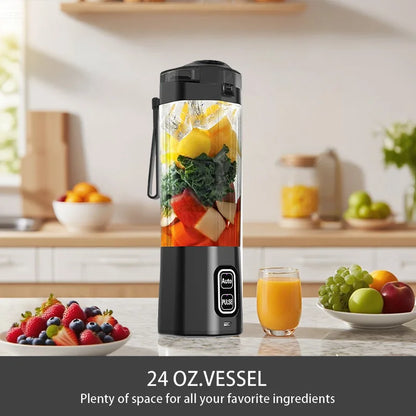 Ultimate Portable Electric Juice Maker - 700ML USB Rechargeable Fruit Blender with 6 Stainless Steel Blades for Smoothies and Shakes