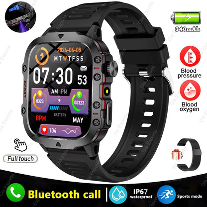 Men's Smart Watch with Bluetooth Calling, Flashlight & Fitness Tracking, 1.81" HD Touchscreen, 3ATM Water Resistant, Compatible with Android & iOS