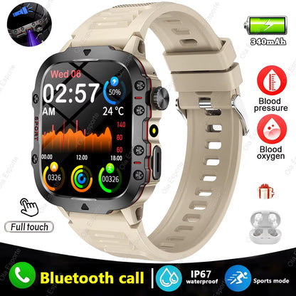 Men's Smart Watch with Bluetooth Calling, Flashlight & Fitness Tracking, 1.81" HD Touchscreen, 3ATM Water Resistant, Compatible with Android & iOS